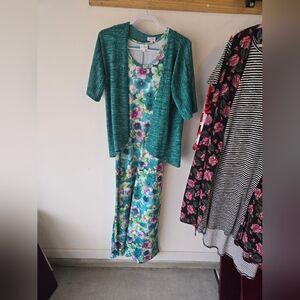 Floral maxi with Teal Cardigan